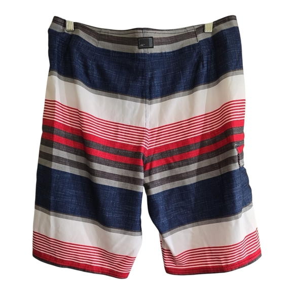O'Neill Red White and Blue Board Shorts Trunks 32  10" Ins. Swim Beach Vacation - Picture 5 of 7